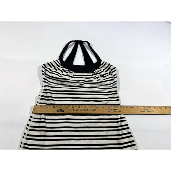 Lululemon Shirt Womens White Black Striped Scoop Me Up Built In Bra Tank Top 6 - Picture 5 of 7